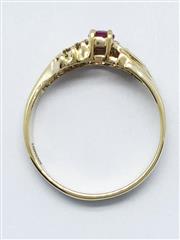 10K Solid Yellow Gold Oval Cut Ruby Diamond Accent Ring Size 10.25